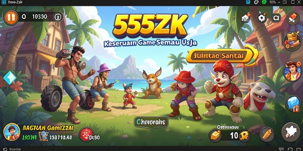 Screenshot gameplay <strong>555ZK</strong> yang penuh warna dan interaktif.