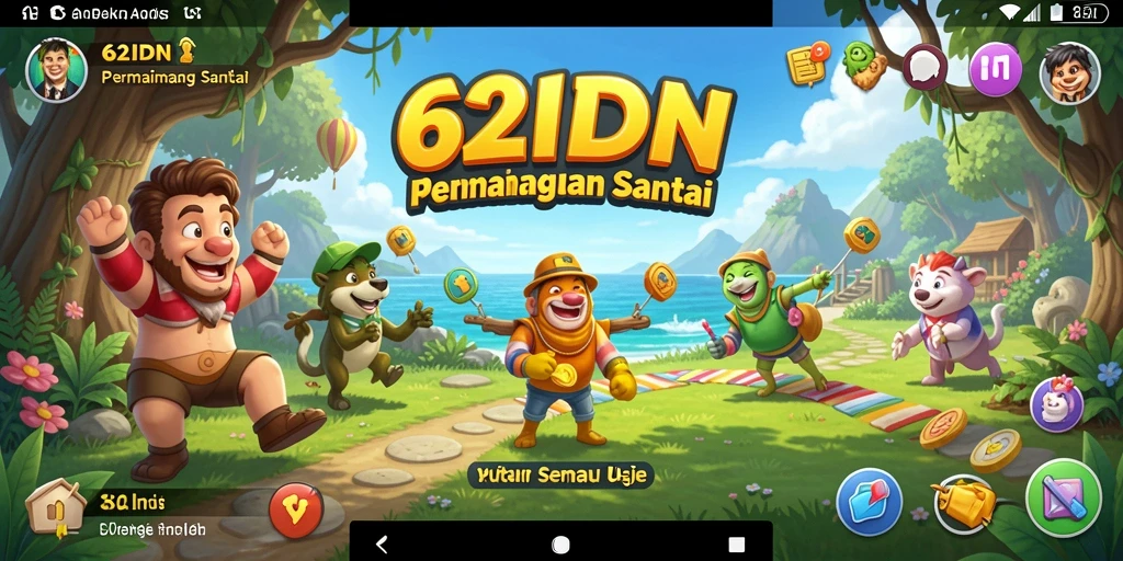 Tampilan gameplay 62IDN yang penuh warna dan menggembirakan.