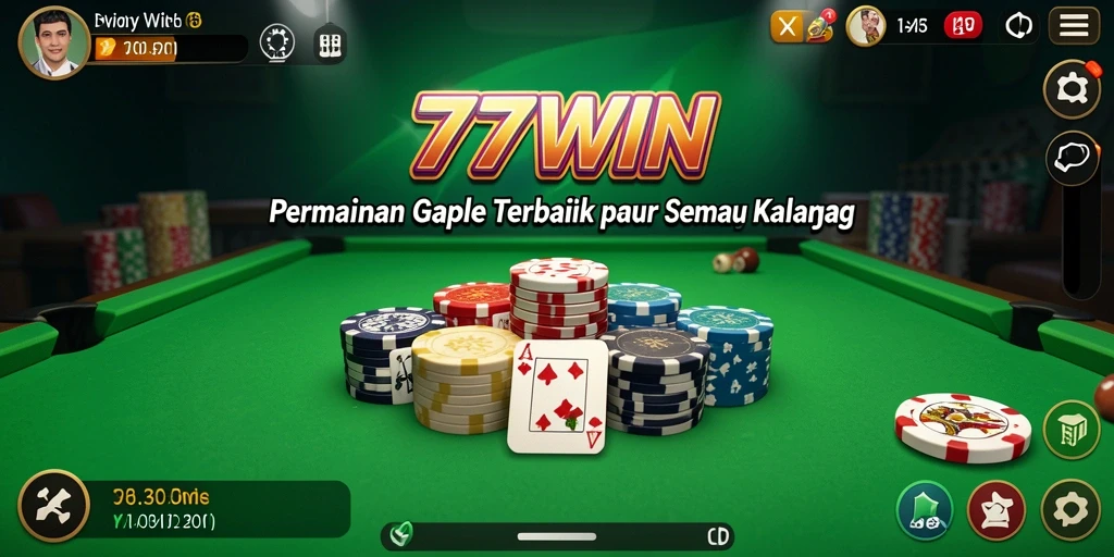 Screenshot 77WIN menampilkan gameplay seru Gaple dengan teman.