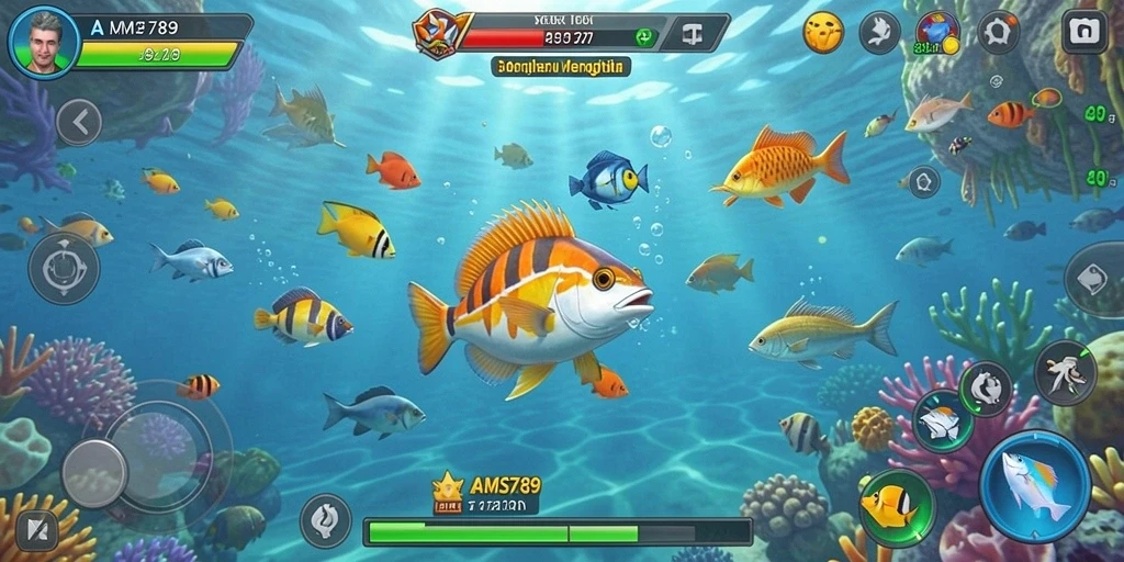 Tangkapan layar dari gameplay Tembak Ikan yang menarik.