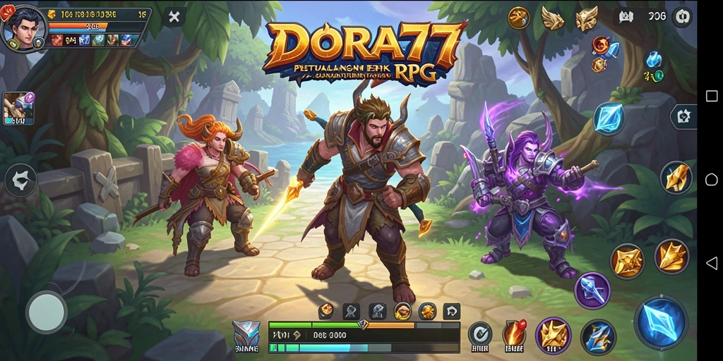 Tampilan gameplay DORA77 yang menampilkan aksi RPG yang seru.