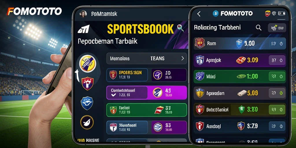 Screenshot utama FOMOTOTO menampilkan tampilan menarik dari fitur Sportsbook.