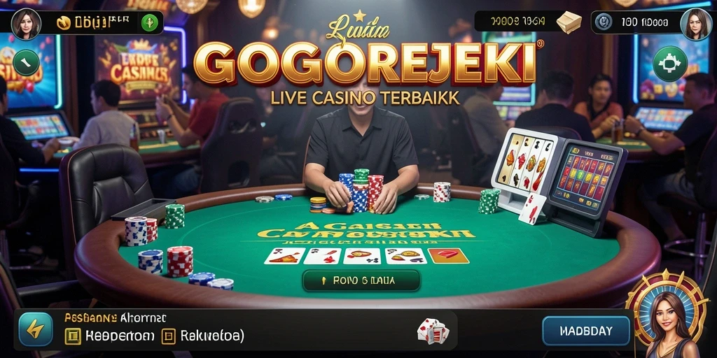 Screenshot GOGOREJEKI menampilkan dealer langsung dalam sesi Live Casino.