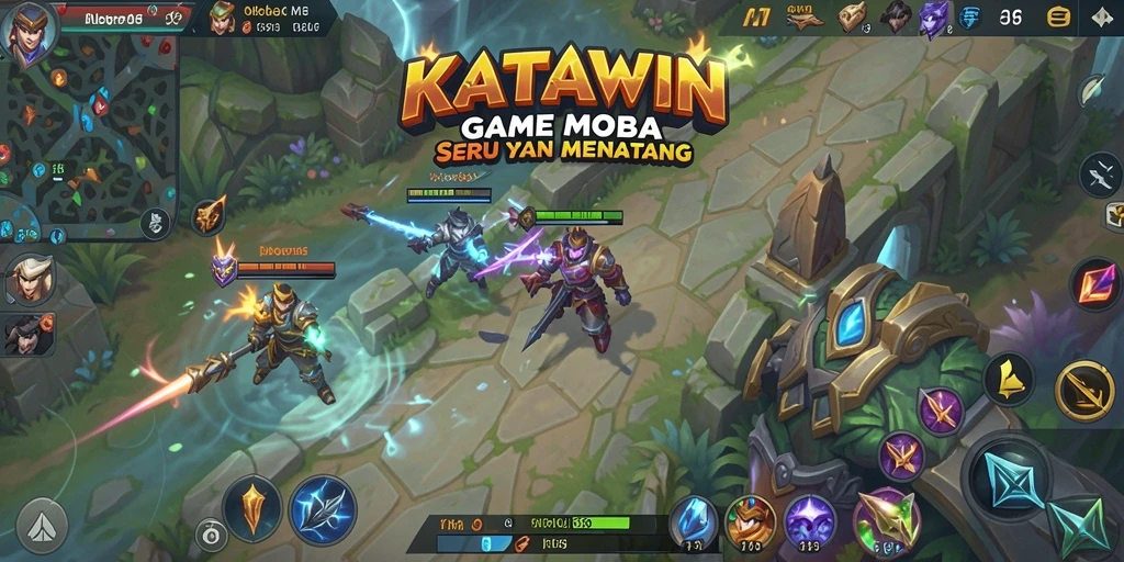 Tampilan gameplay seru di KATAWIN dengan karakter beragam.