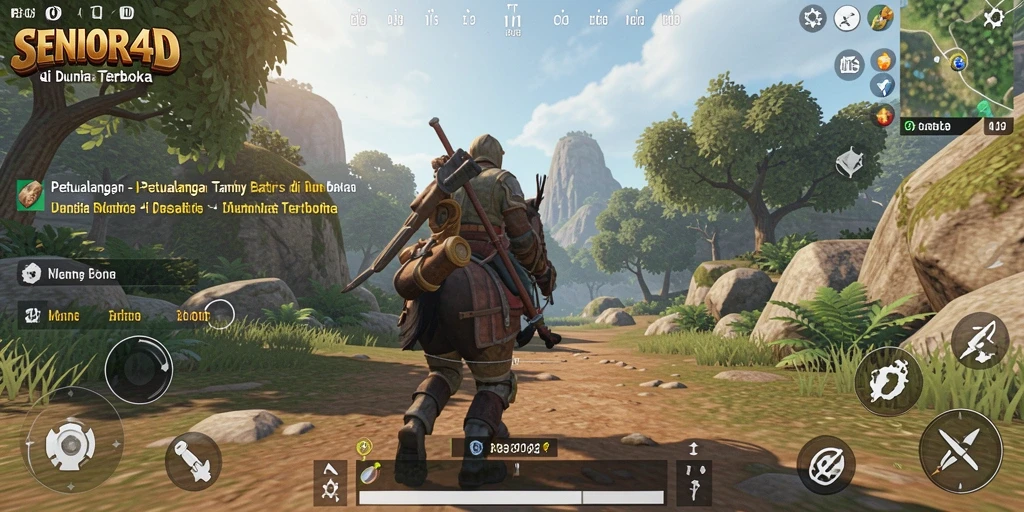 Tampilan menarik dari gameplay SENIOR4D di dunia terbuka.